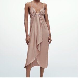 ZARA Knotted Satin Slip Dress